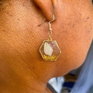 🚨SALE! Handmade Gold Plated Open bezel dangle earrings.